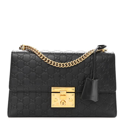 Gucci Guccissima Medium Padlock Shoulder Bag Black 1 of 15
