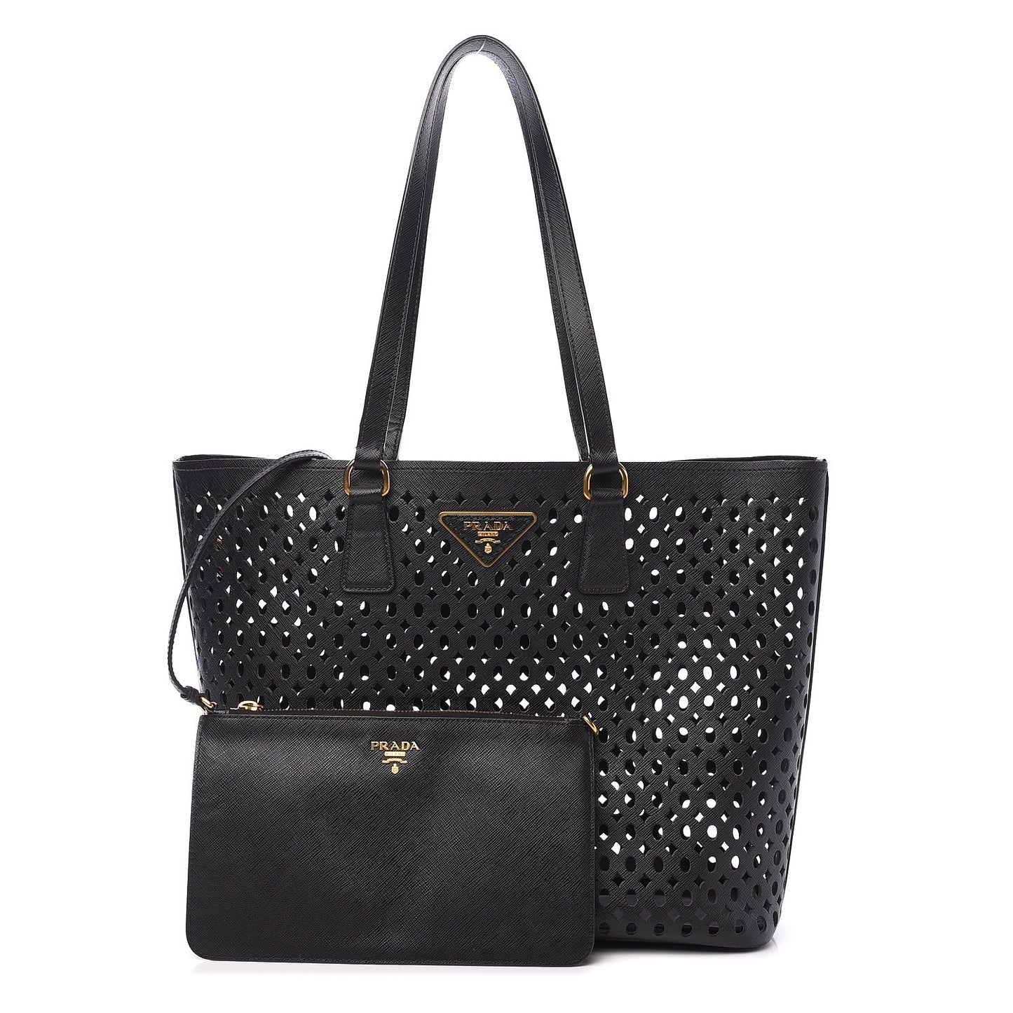 Saffiano Perforated Tote Black