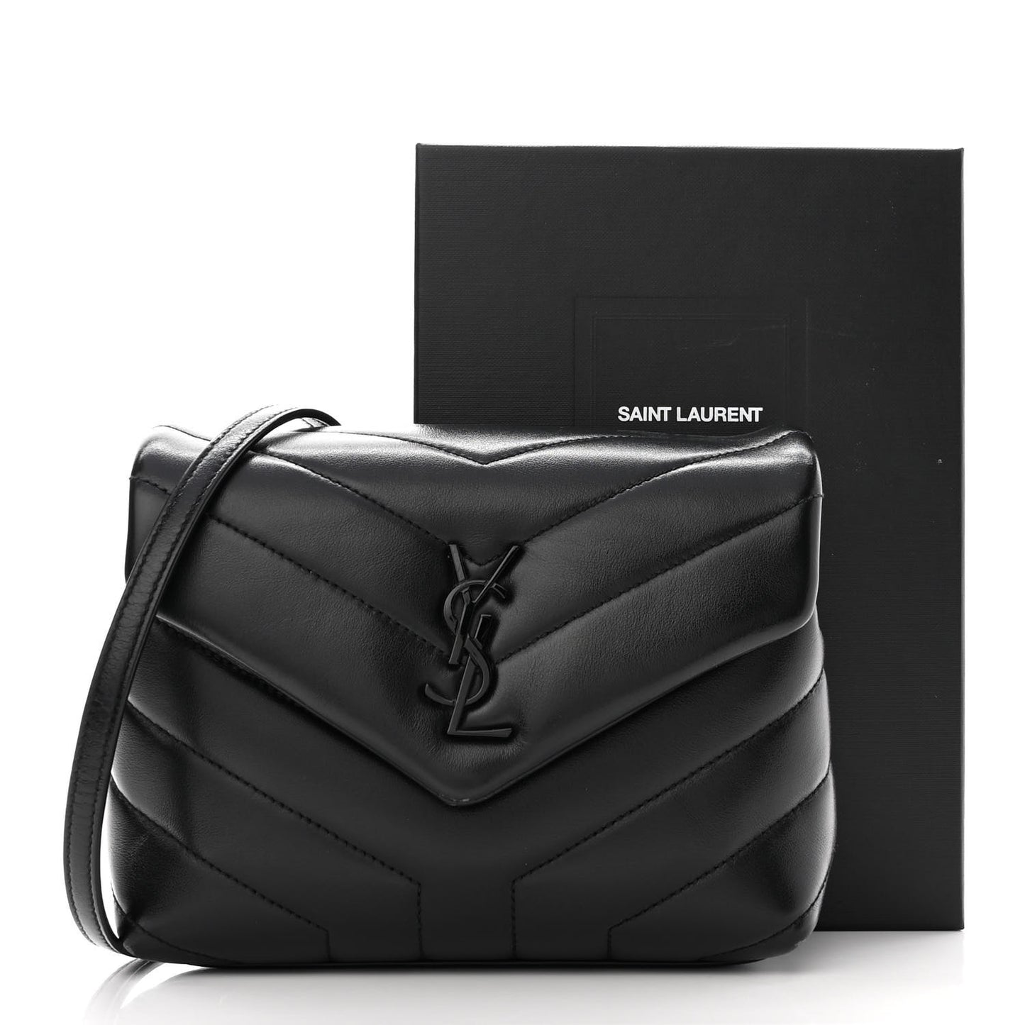 Calfskin Y Quilted Monogram Toy Loulou Crossbody Bag Black