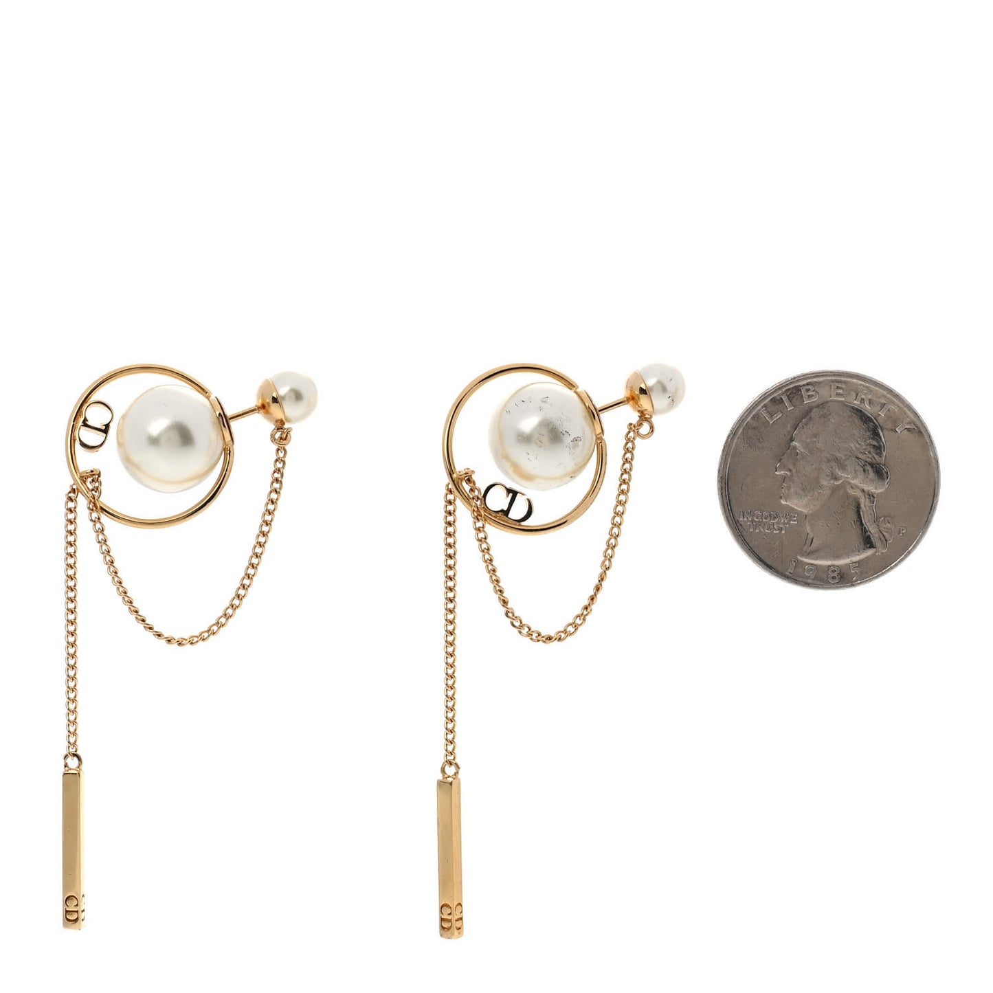 Pearl Tribales Dangle Chain Earrings Gold