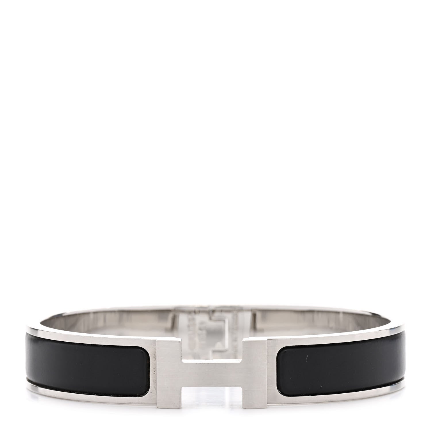 Hermes Matte Enamel Narrow Clic Clac HH Bracelet T5 Black 1 of 6