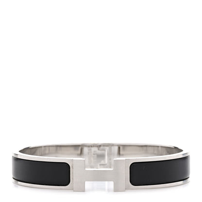 Hermes Matte Enamel Narrow Clic Clac HH Bracelet T5 Black 1 of 6
