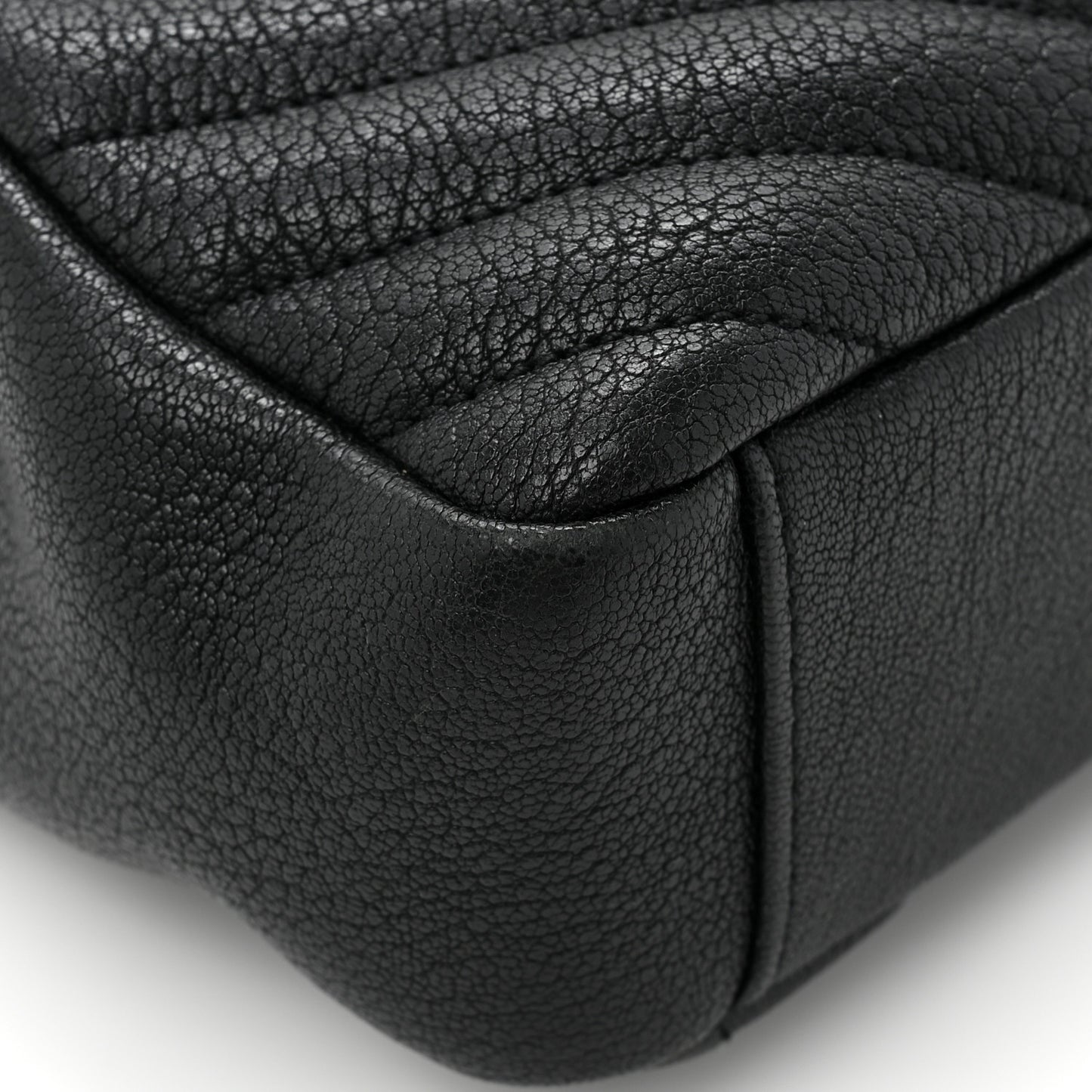 Sheepskin Matelasse Chevron Monogram Medium College Bag Black