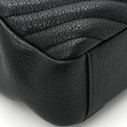 Saint Laurent Sheepskin Matelasse Chevron Monogram Medium College Bag Black 13 of 15