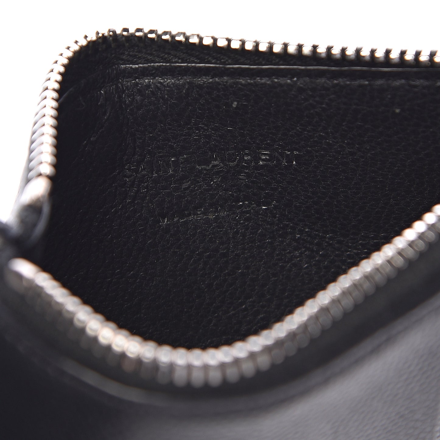 Grained Calfskin 5 Fragments Zip Pouch Card Holder Black