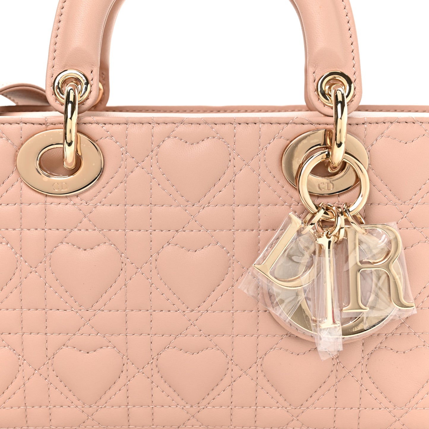 Lambskin Cannage Heart Medium Lady D-Joy Rose Des Vents