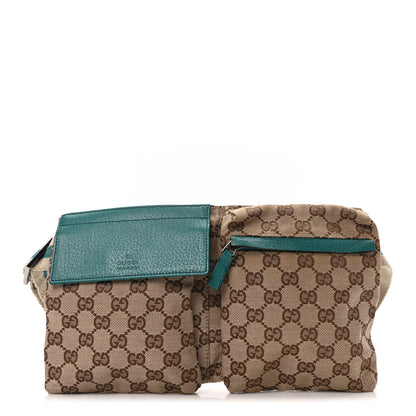 Gucci GG Monogram Web Double Pocket Belt Bag Turquoise 1 of 10