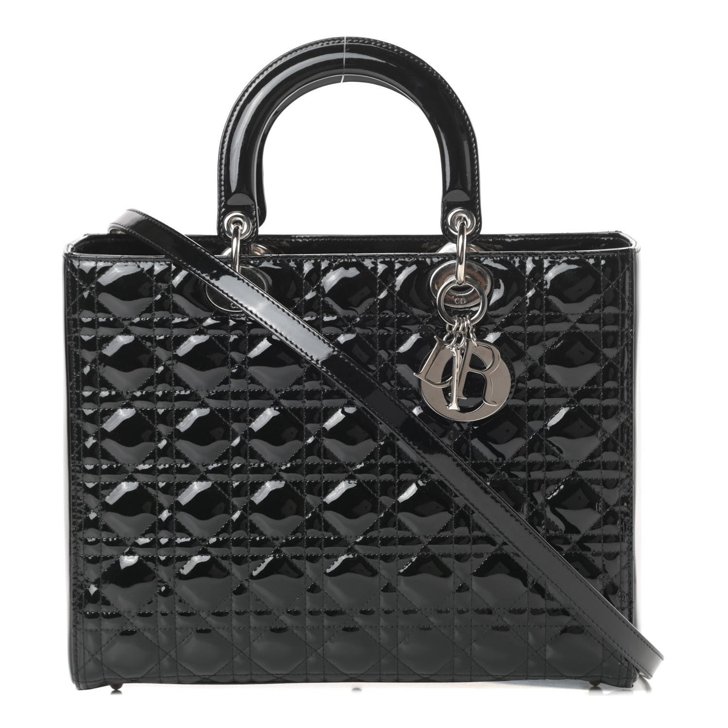Patent Cannage Large Lady Dior Black