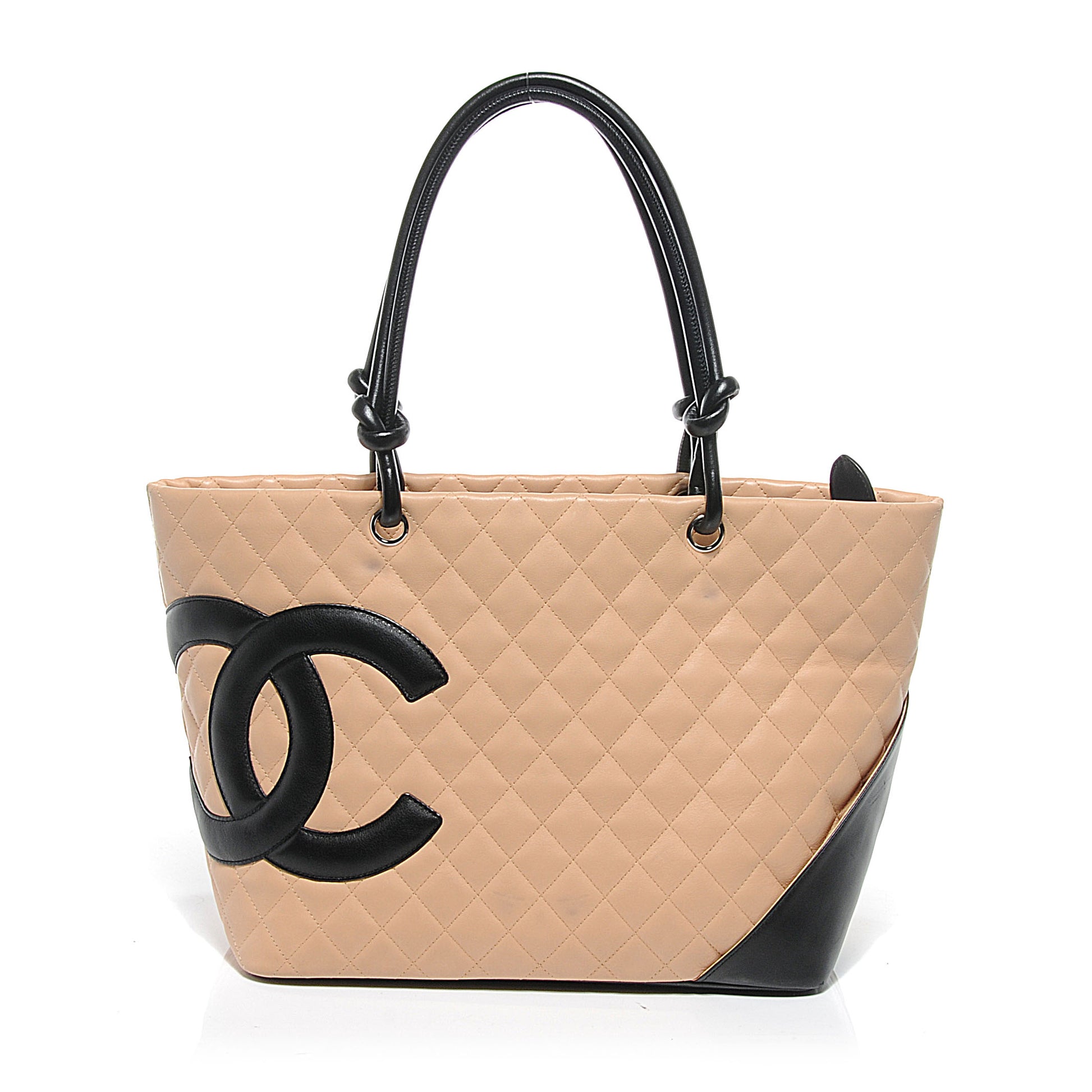 Chanel Calfskin Quilted Large Cambon Tote Beige Black 1 of 8