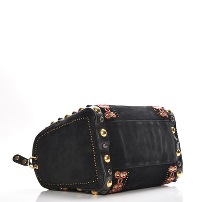 Gucci Suede Calfskin Large Babouska Studded Boston Black 4 of 10