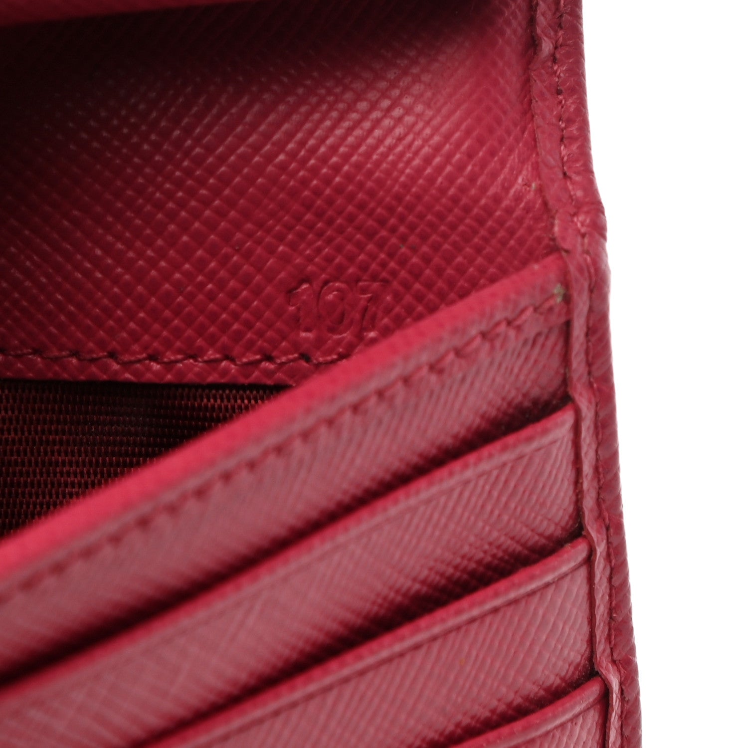 Prada Saffiano Metal Tri-Fold Wallet Peonia 7 of 10