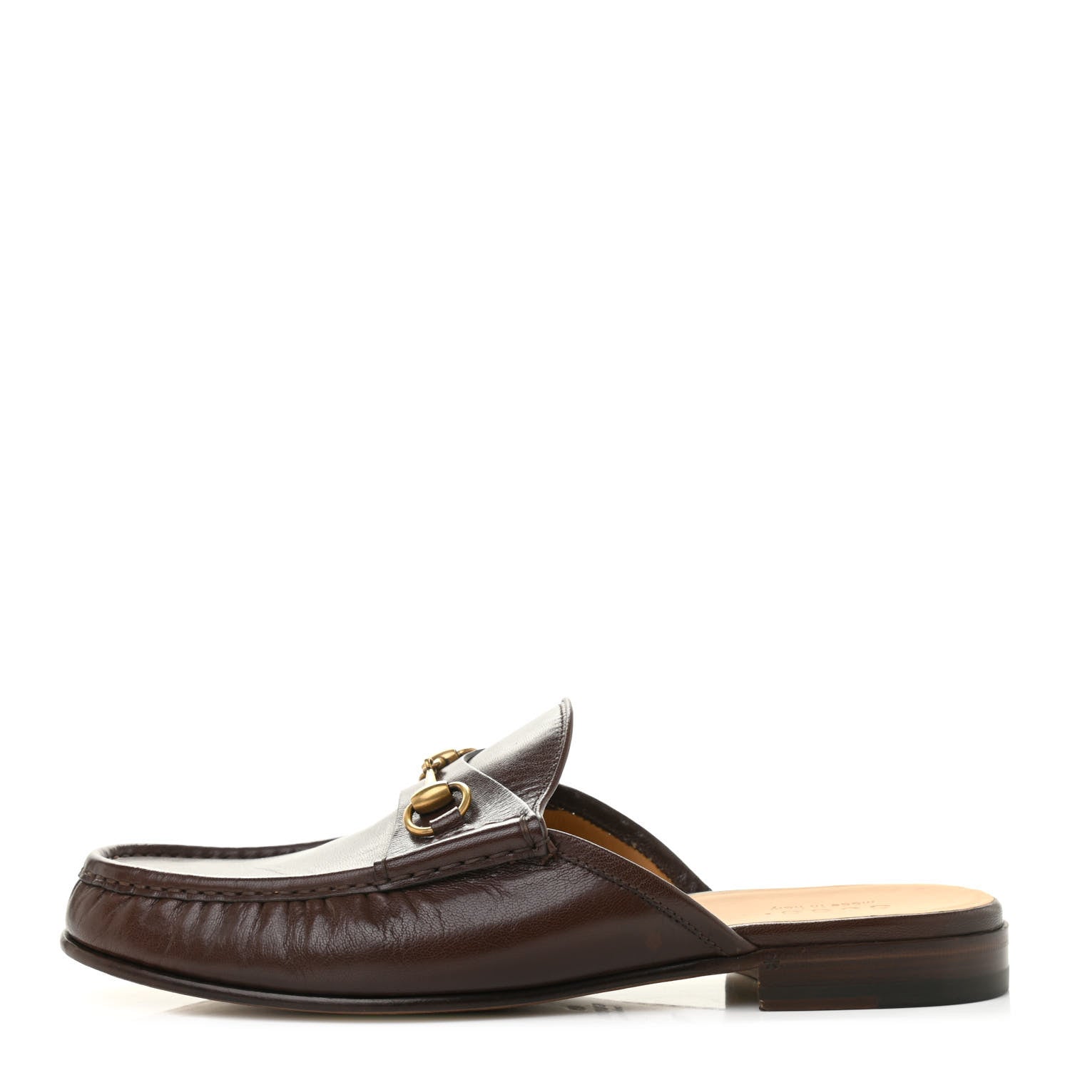 Gucci Goatskin Mens Horsebit Slippers 11.5 Light Brown 1 of 8