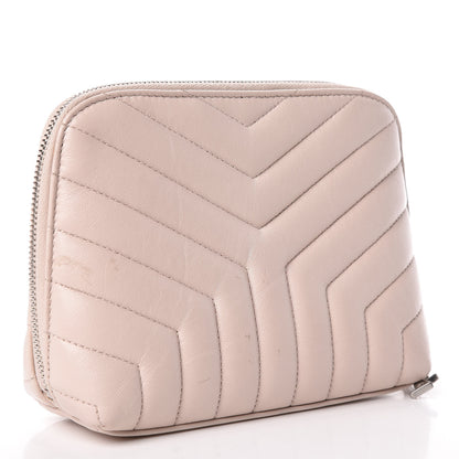 Saint Laurent Lambskin Matelasse Cosmetic Case Washed Light Pink 3 of 11