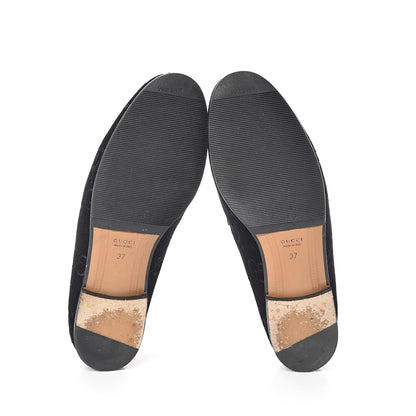 Gucci Velvet GG Monogram Horsebit Womens Jordaan Loafers 37 Black 7 of 7