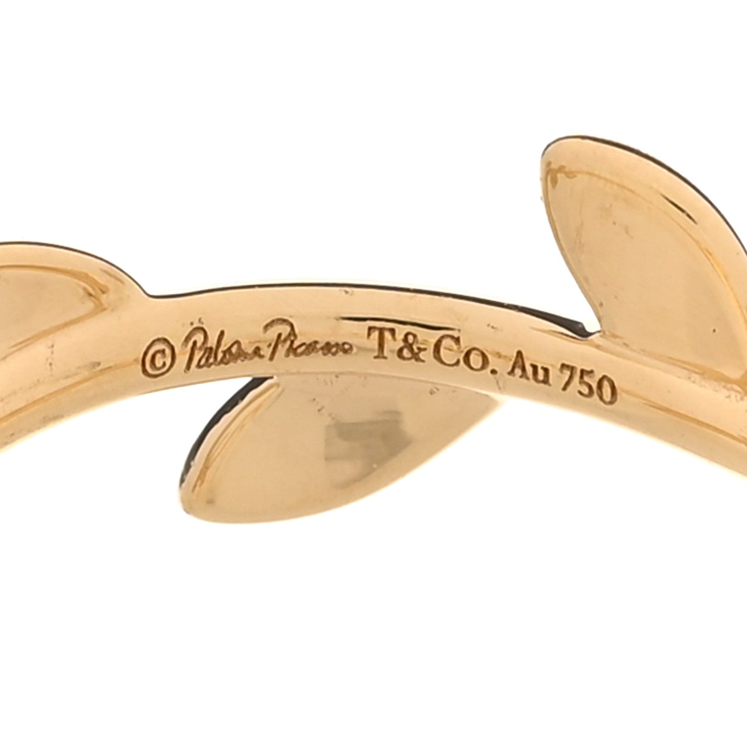 Tiffany 18K Yellow Gold Narrow Paloma Picasso Olive Leaf Band Ring 54 7 4 of 5