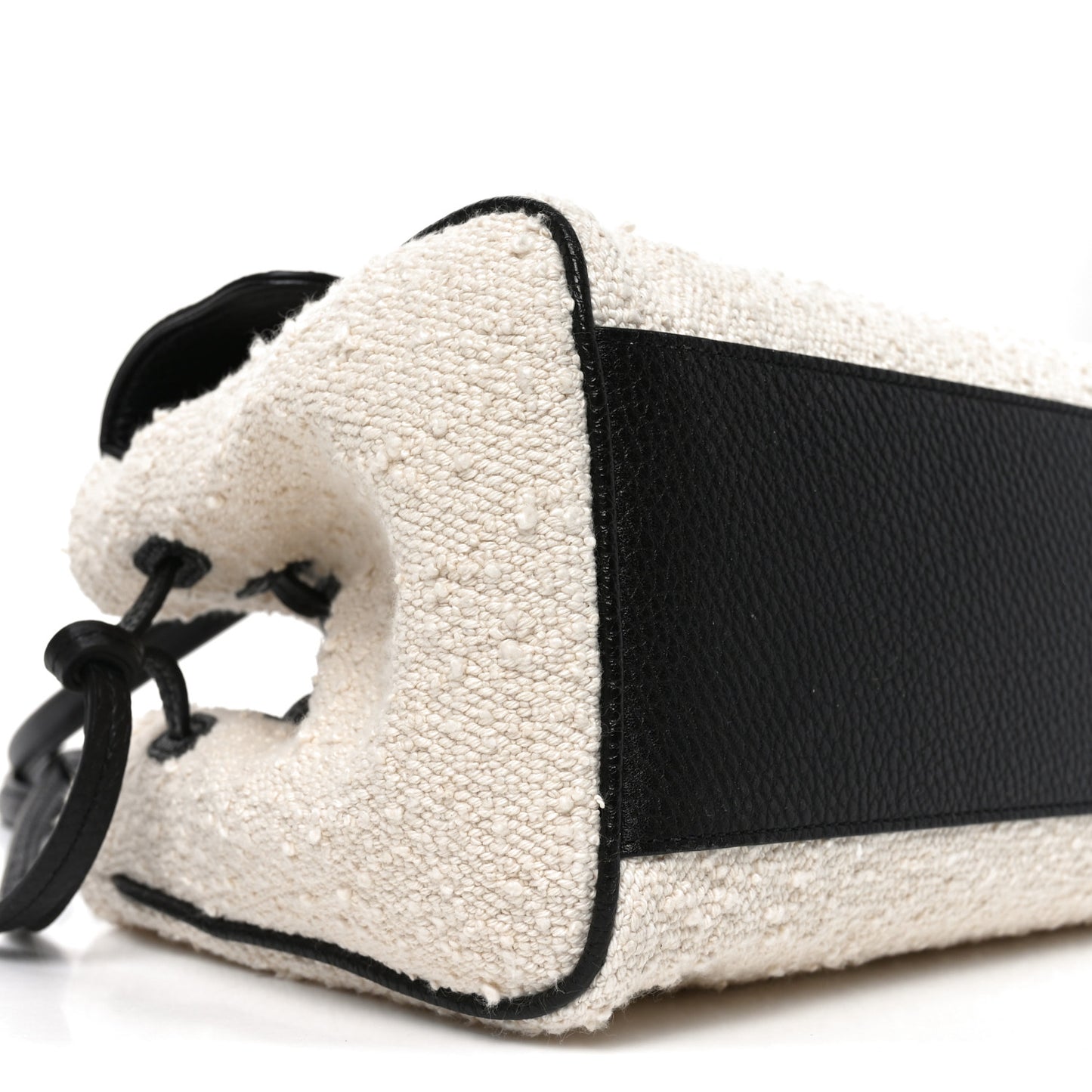 Grained Calfskin Boucle Urban Essentials Small Shopping Bag Ecru Black