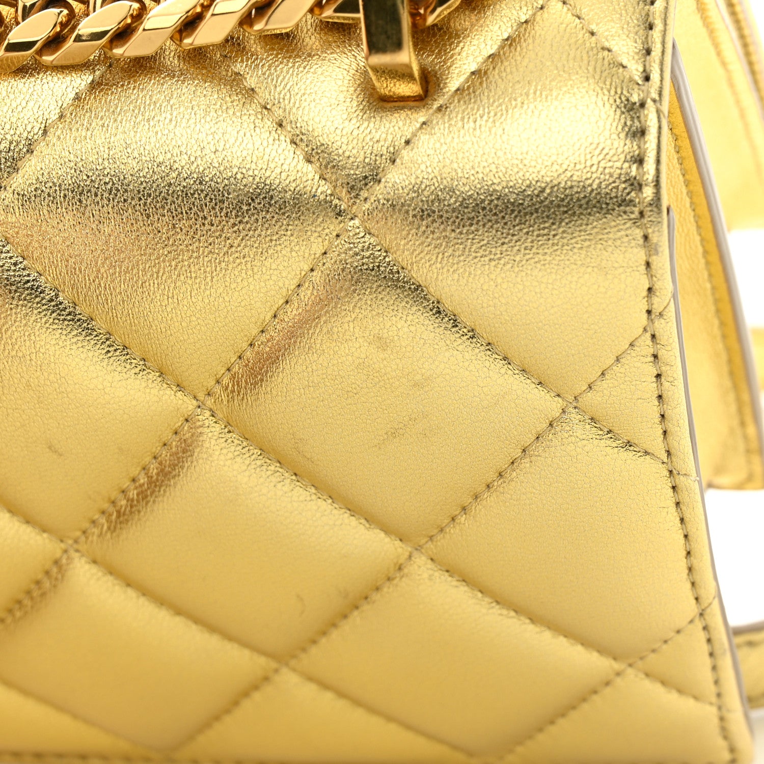 Alexander McQueen Metallic Calfskin Quilted Knuckle Shoulder Bag Gold 19 of 20