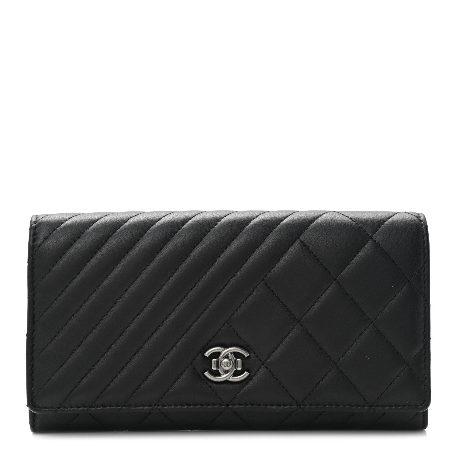 Chanel Lambskin Quilted Large Coco Boy Gusset Flap Wallet Black 2 of 18