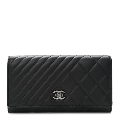 Chanel Lambskin Quilted Large Coco Boy Gusset Flap Wallet Black 2 of 18