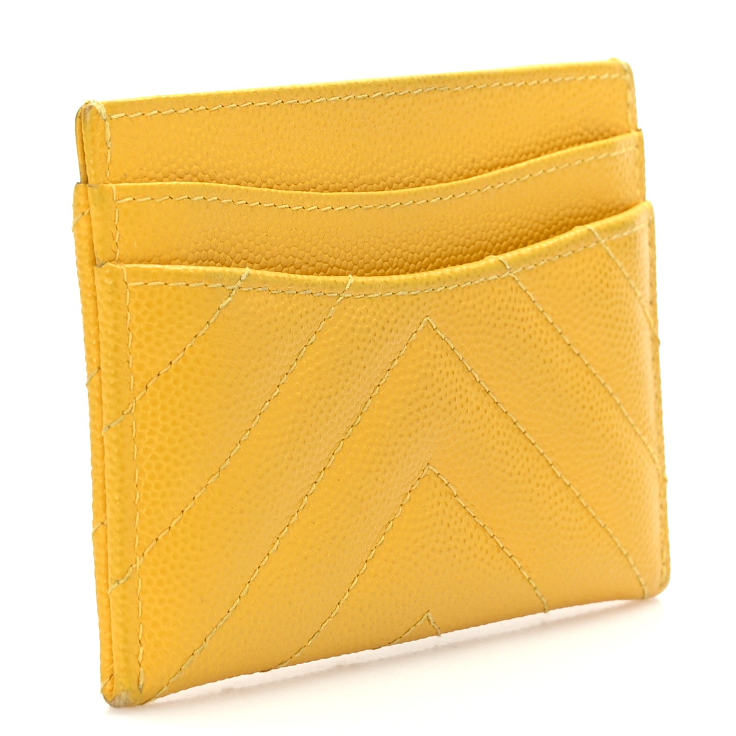 Caviar Chevron Quilted Card Holder Yellow