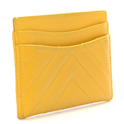 Chanel Caviar Chevron Quilted Card Holder Yellow 3 of 11