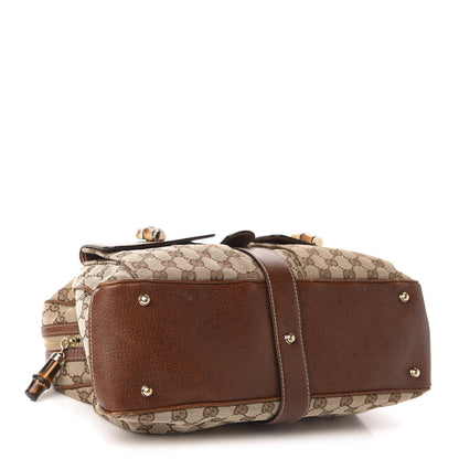 Gucci Monogram Canvas Bamboo Top Handle Bag Brown 4 of 13