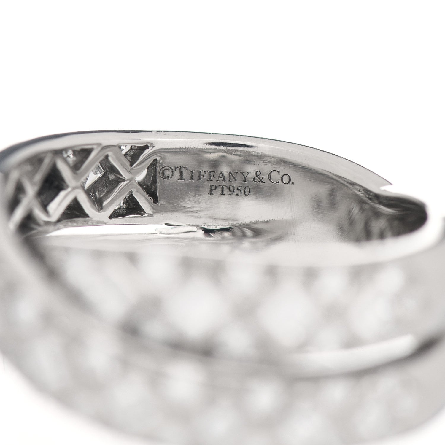 Tiffany Platinum Diamond Crossover Band Ring 52 6 5 of 5