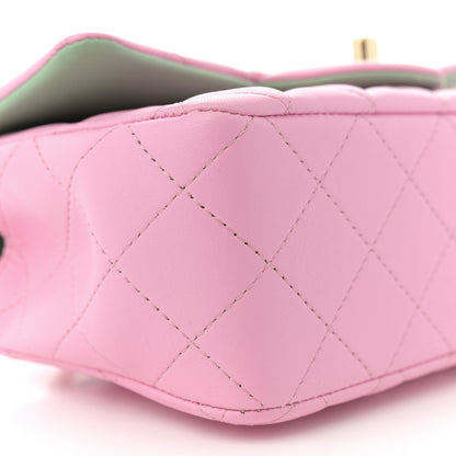 Chanel Lambskin Quilted Mini Top Handle Rectangular Flap Pink Green 9 of 10
