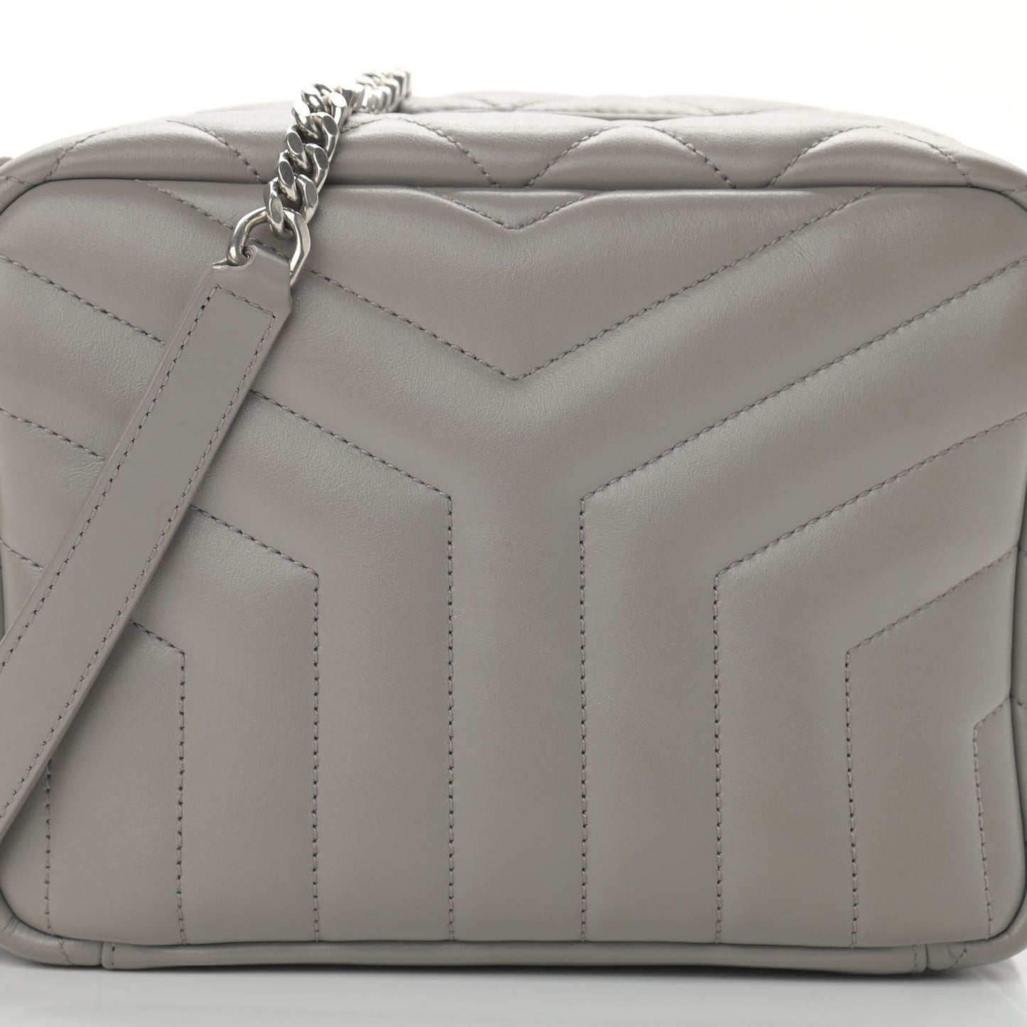 Calfskin Y Quilted Monogram Small Loulou Bowling Bag Light Gray