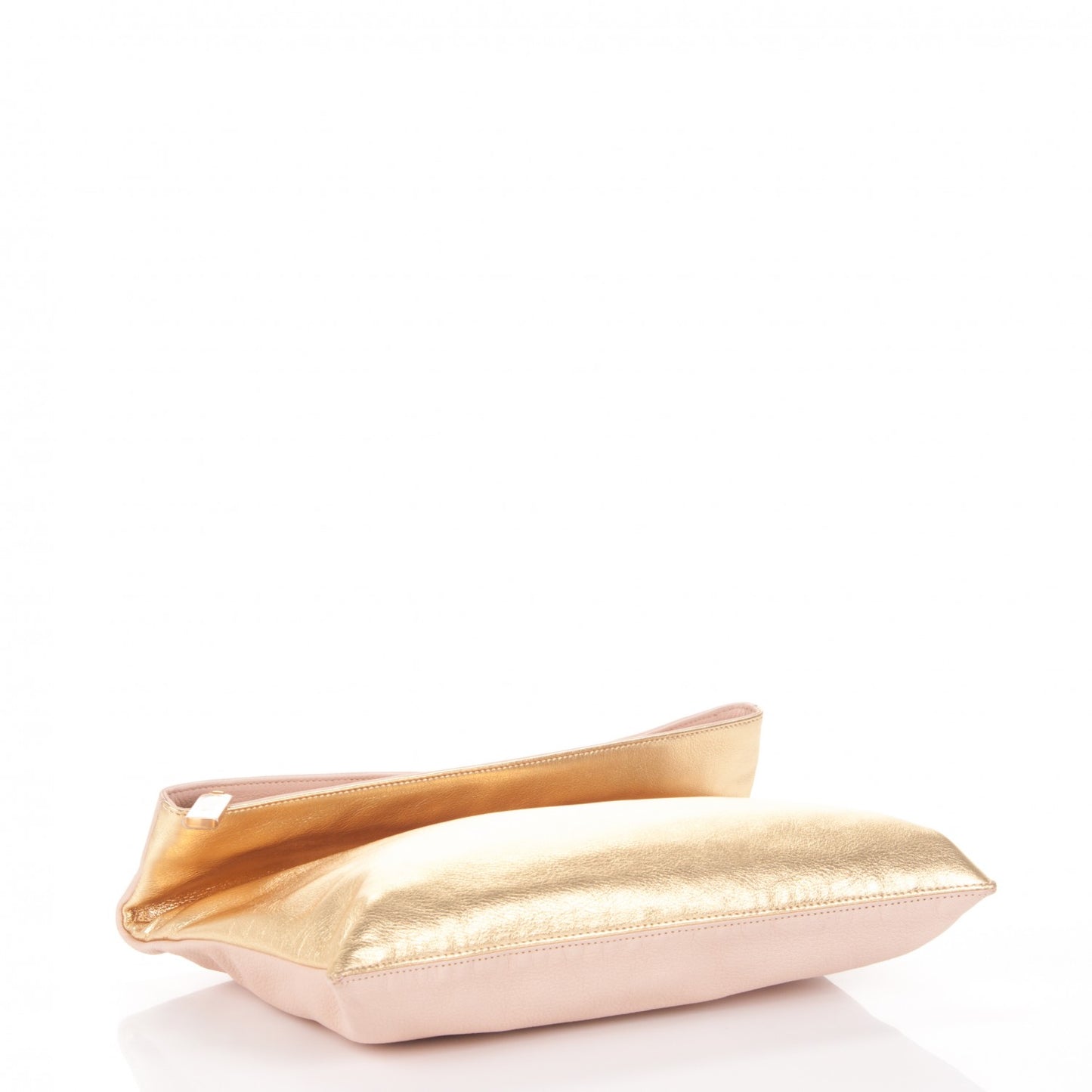 Vitello Chameleon Foldover Clutch Milk Gold Sand