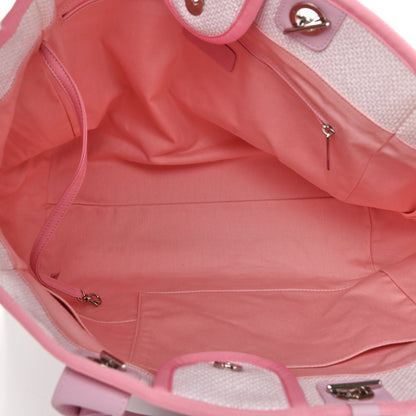 Chanel Woven Straw Raffia Medium Deauville Tote Pink 5 of 10