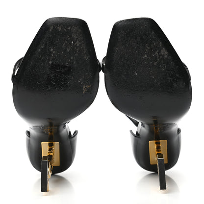 Saint Laurent Patent Calfskin Opyum 110 Sandals 37 Black Gold 5 of 11