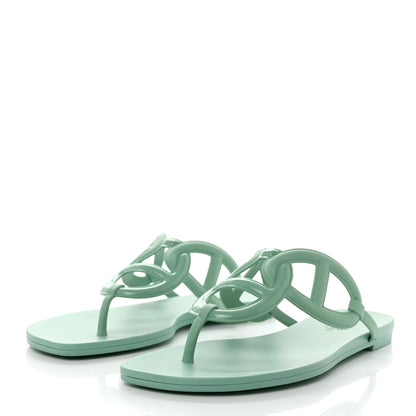Hermes Rubber Womens Egerie Sandals 41 Vert Embrun 3 of 8