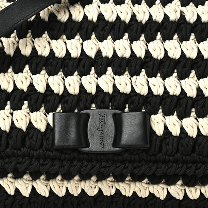Salvatore Ferragamo Crochet Medium Viva Bow Shoulder Bag Black White 6 of 8
