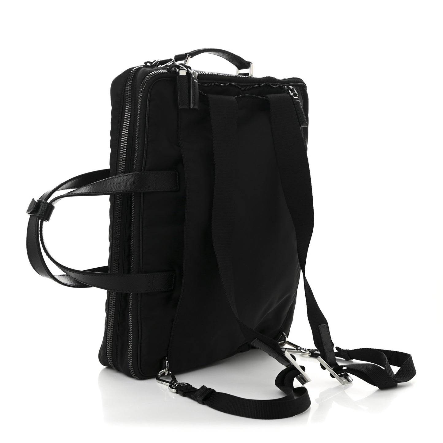 Tessuto Nylon Saffiano Briefcase Black
