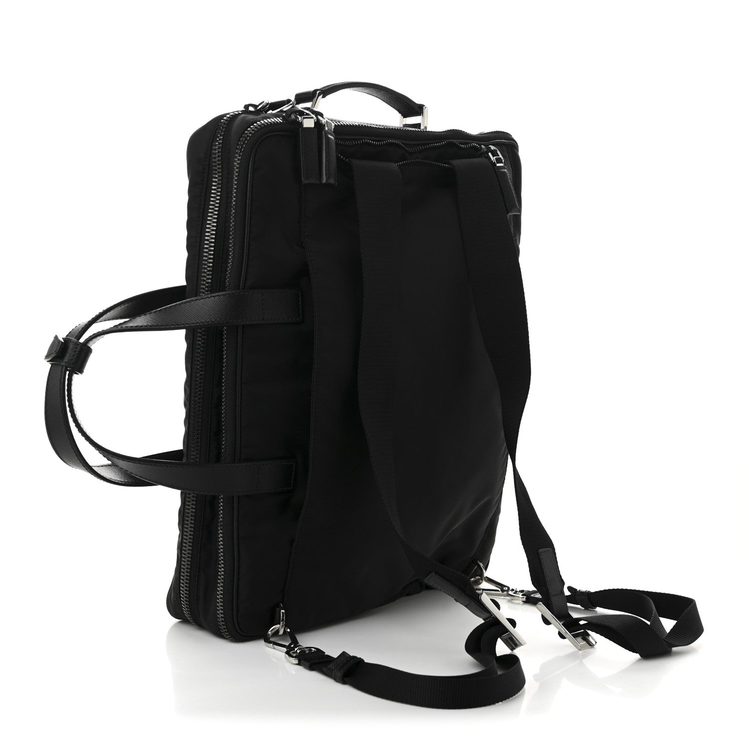 Prada Tessuto Nylon Saffiano Briefcase Black 5 of 12
