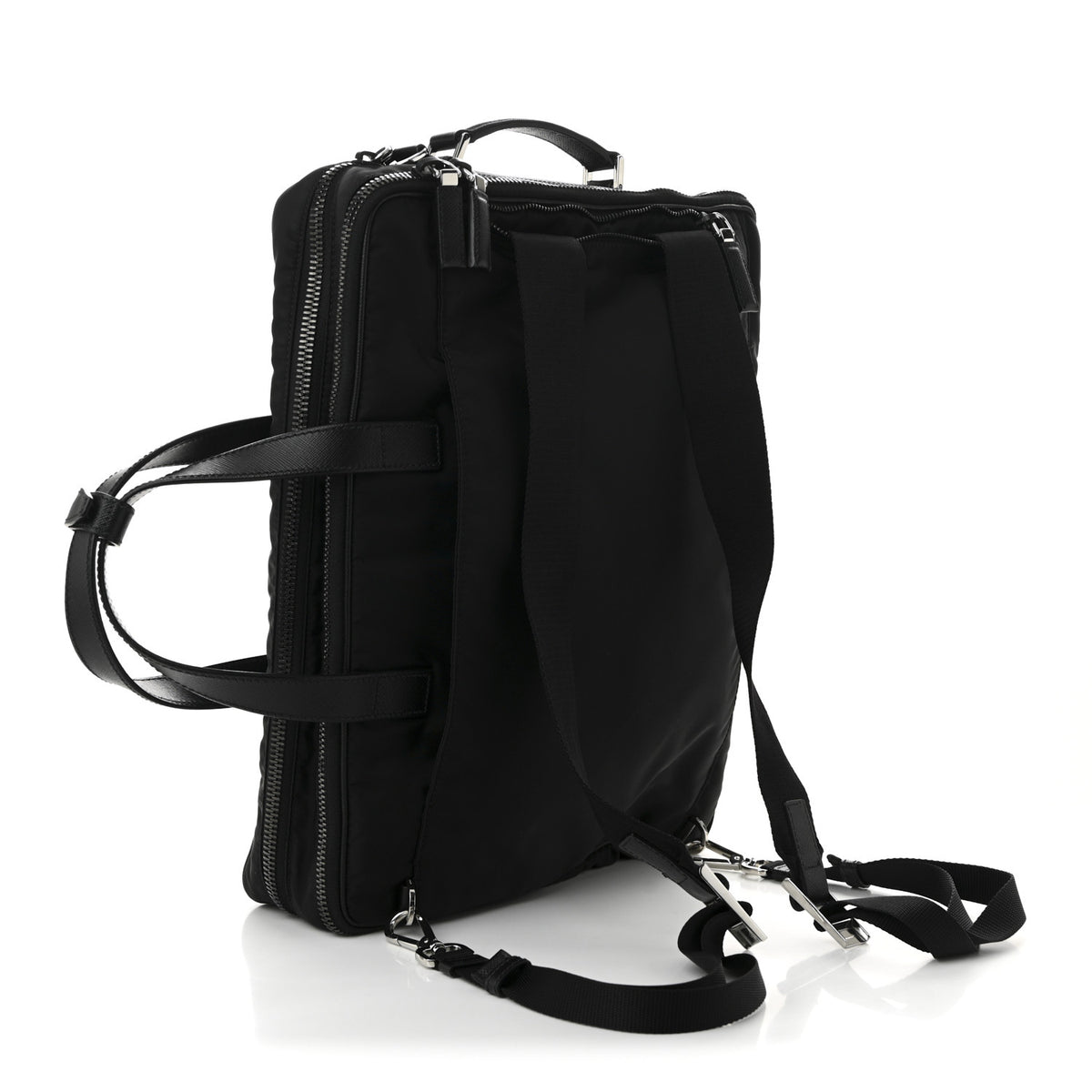 Tessuto Nylon Saffiano Briefcase Black