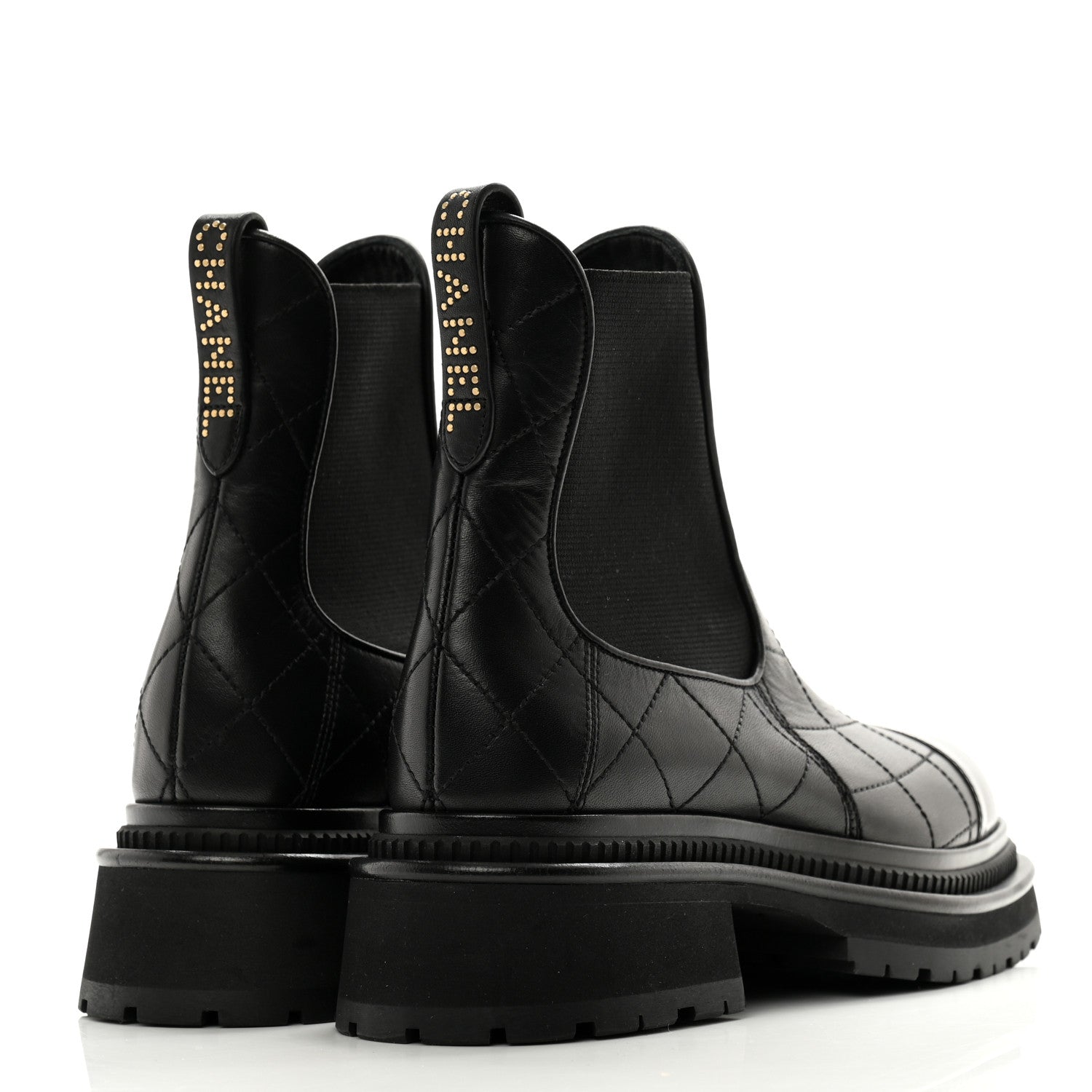 Chanel Calfskin Patent Cap Toe Quilted Short Boots 36 Black 4 of 9