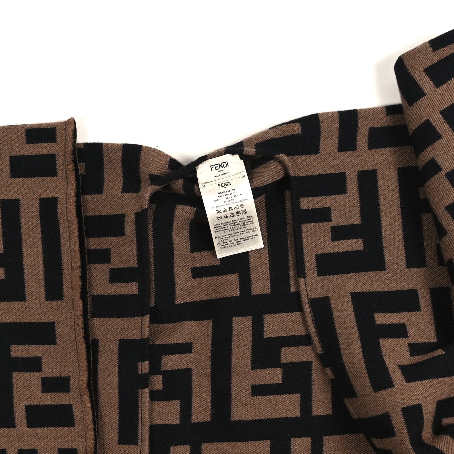 Fendi Wool Silk Macro FF Shawl Black Tobacco 1880010 – FASHIONPHILE