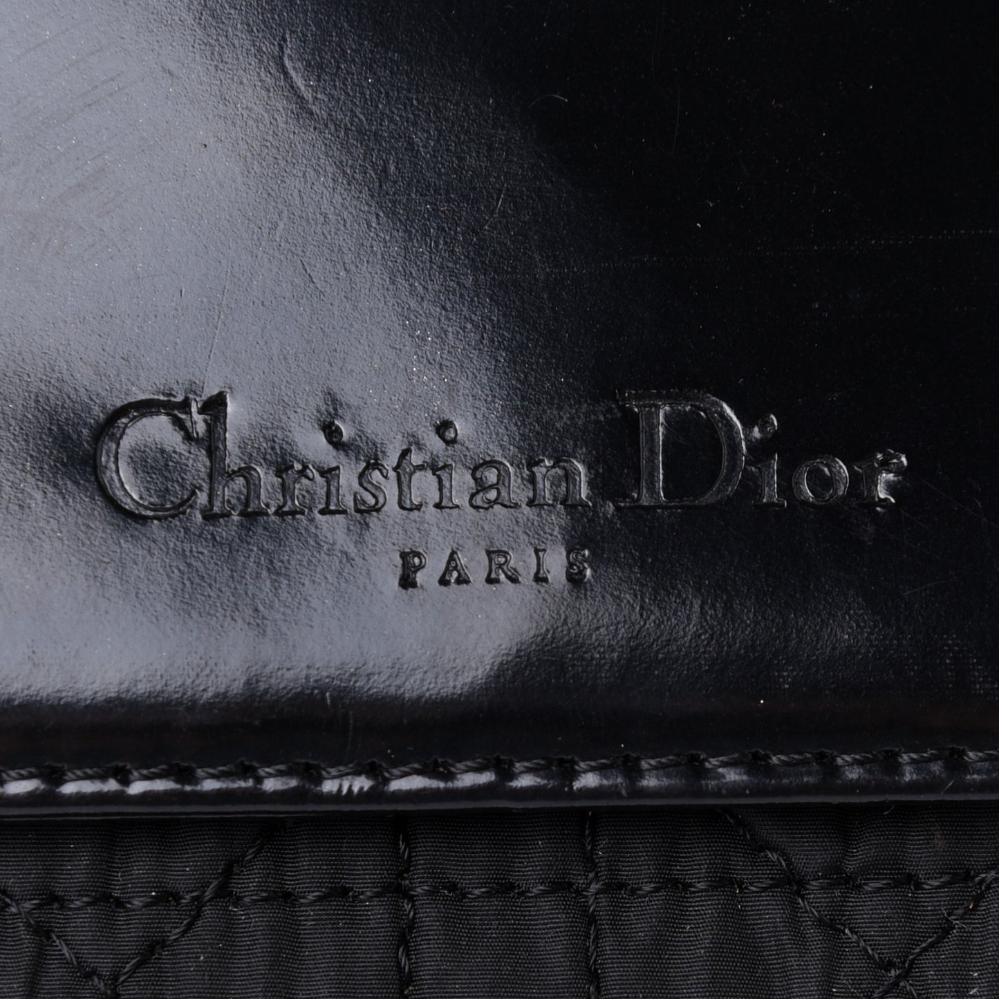 Nylon Glazed Calfskin Cannage Shoulder Bag Black