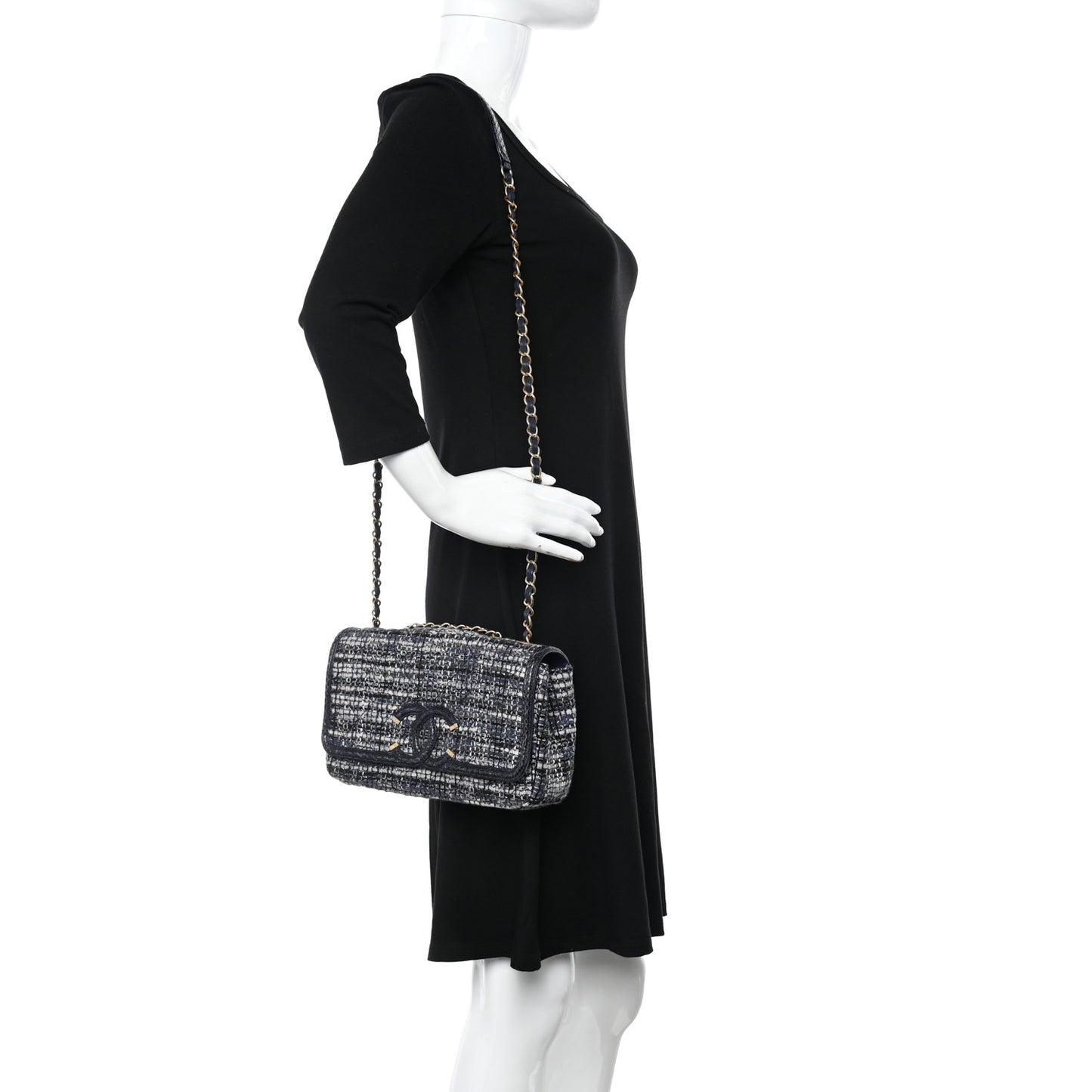Tweed Snakeskin Quilted Small CC Filigree Flap Multicolor