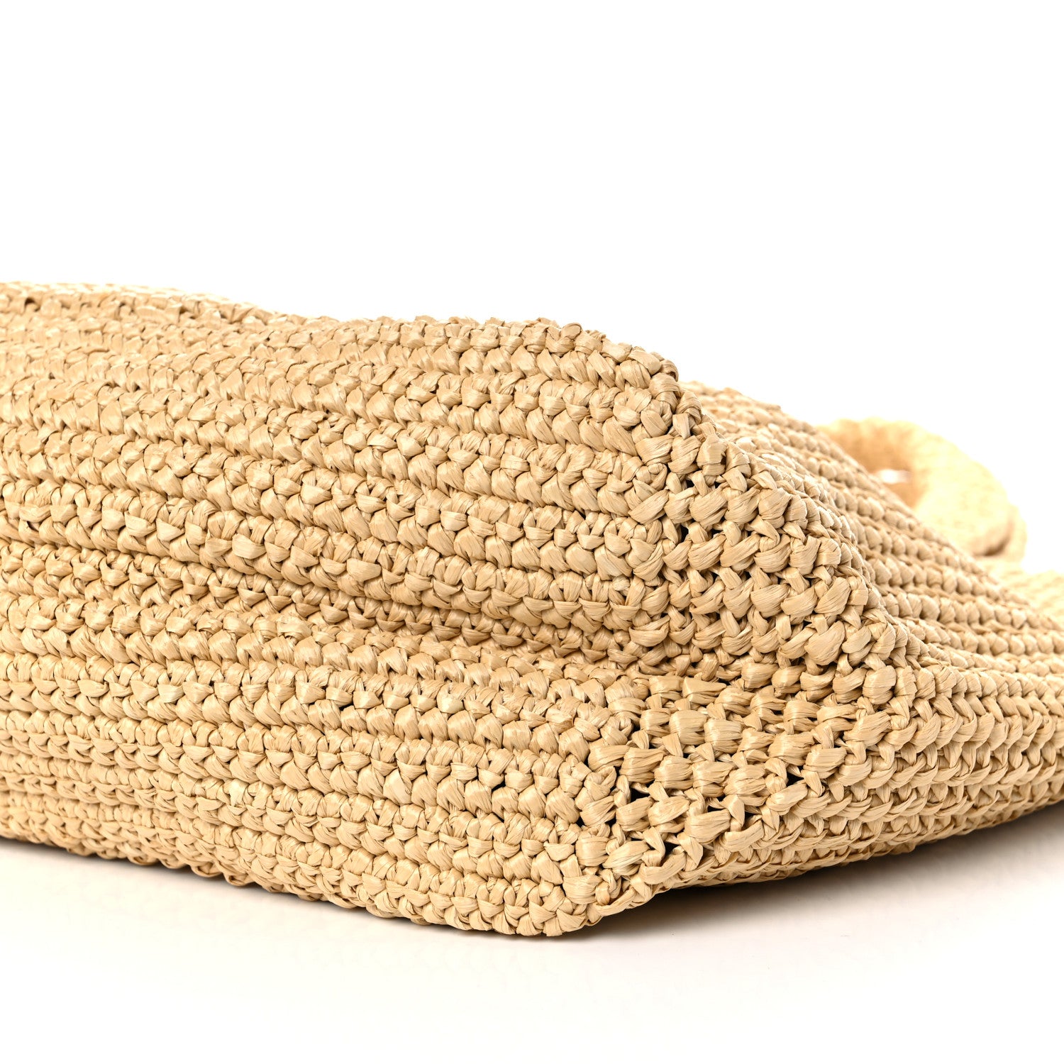 Prada Yarn Raffia Effect Crochet Embroidered Logo Tote Naturale 8 of 8