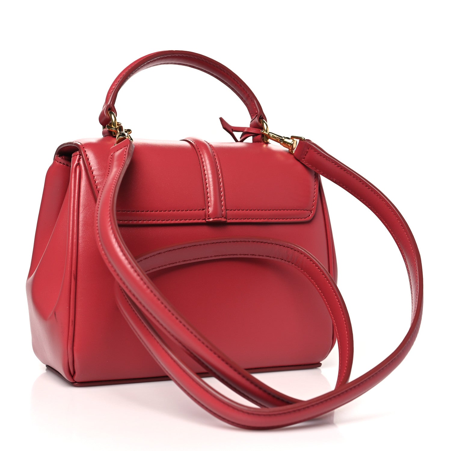 Celine Satinated Calfskin Mini 16 Top Handle Bag Raspberry 3 of 12
