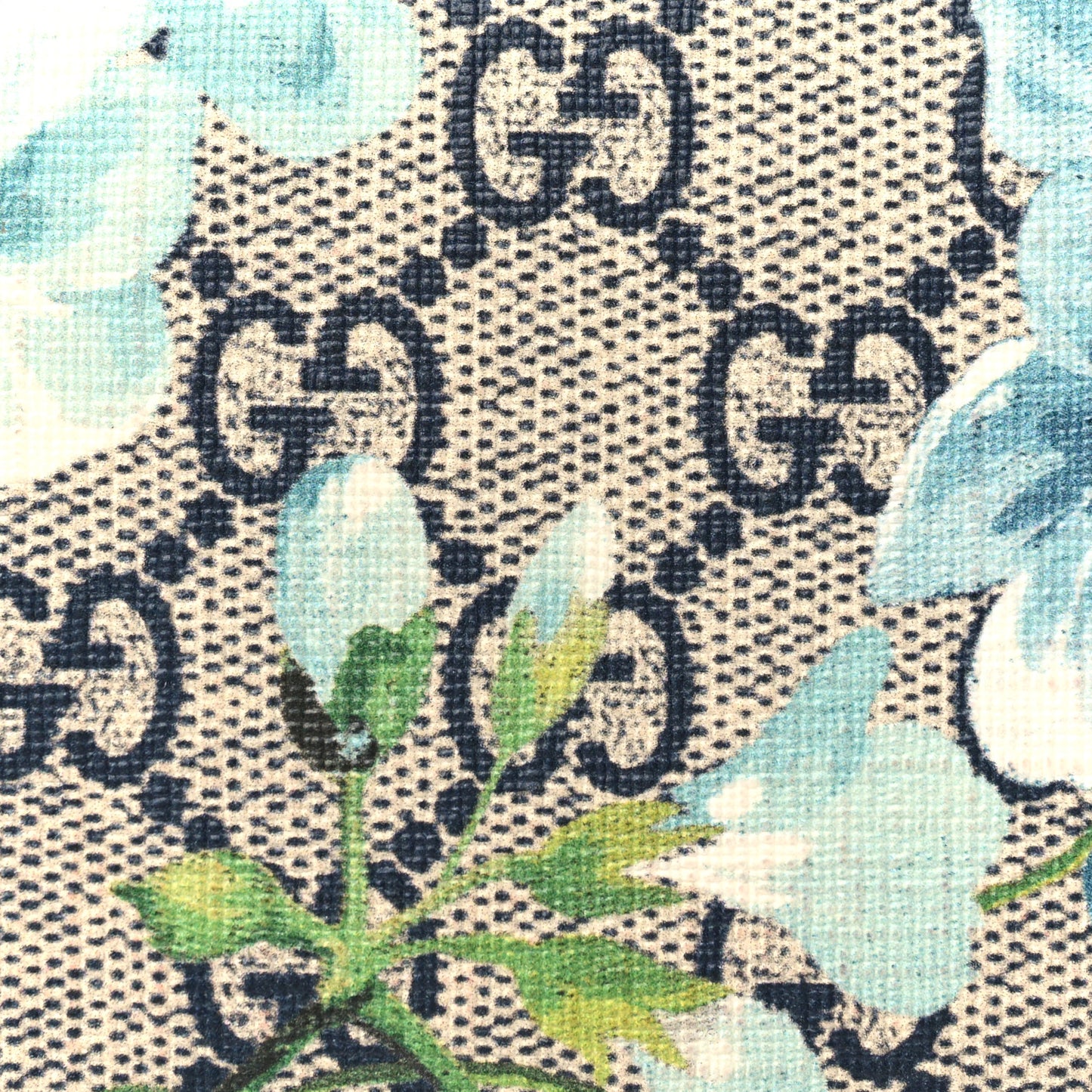 GG Supreme Monogram Blooms Zip Around Card Case Wallet Beige Blue Navy