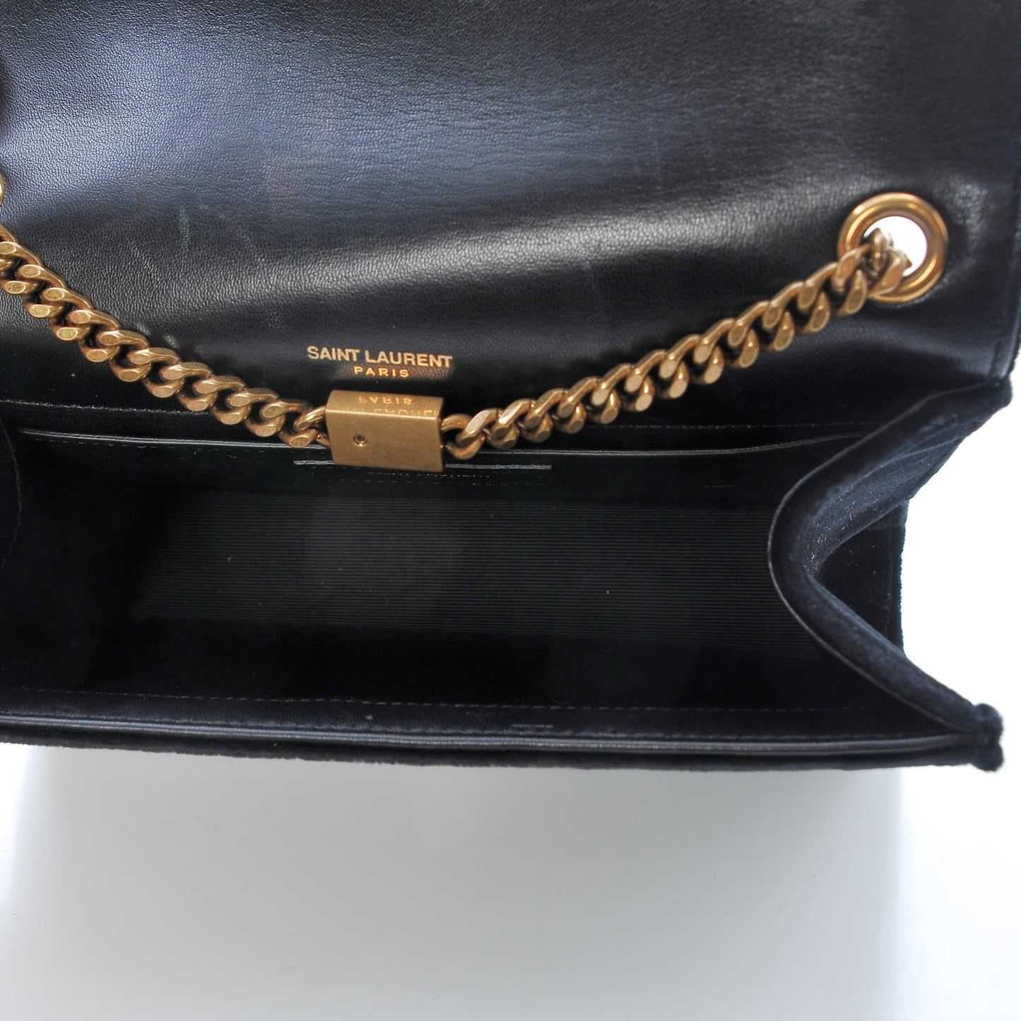 Velvet Monogram Medium Kate Tassel Shoulder Bag Black