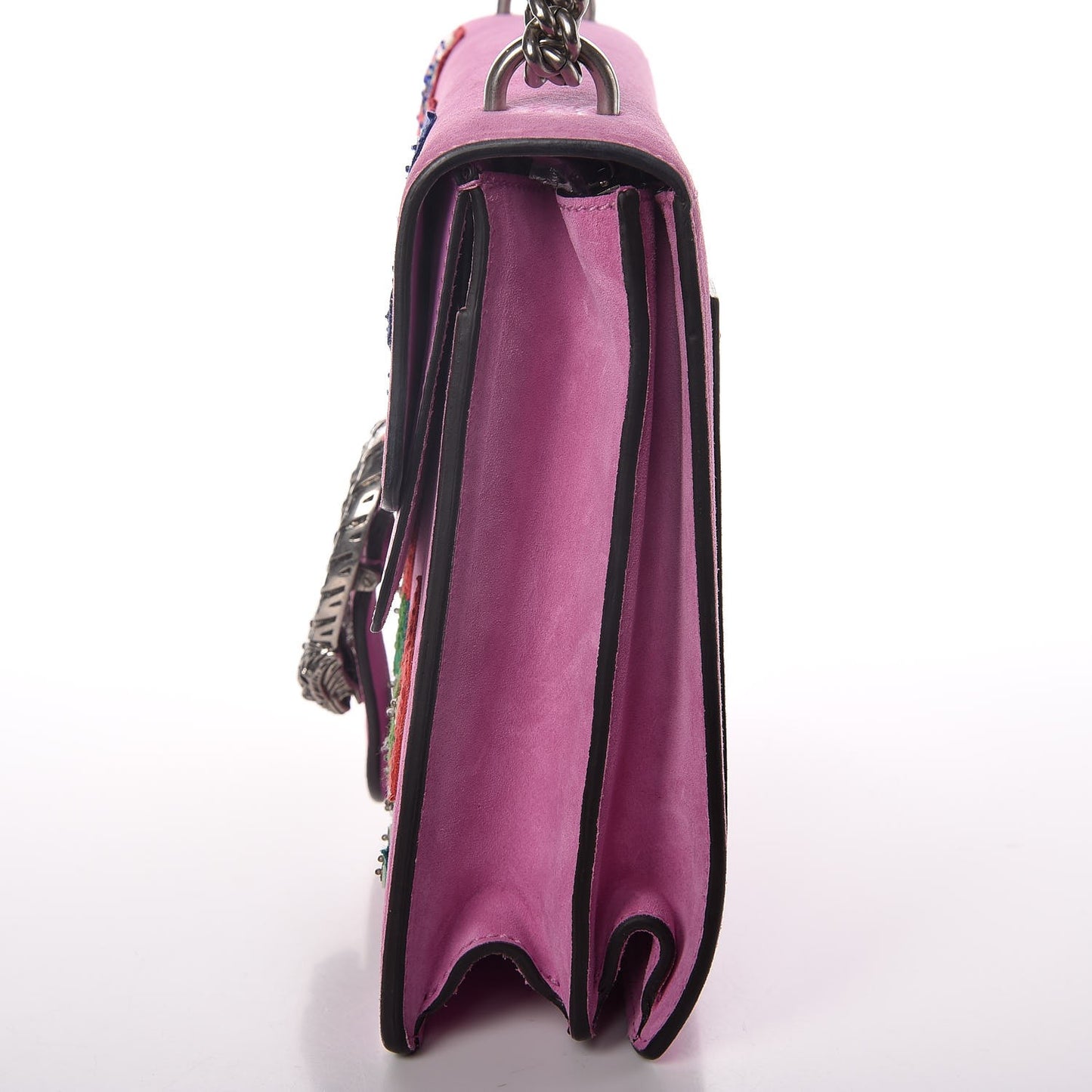 Suede Cudu Embroidered Medium Dionysus Shoulder Bag Candy Mousse Multicolor