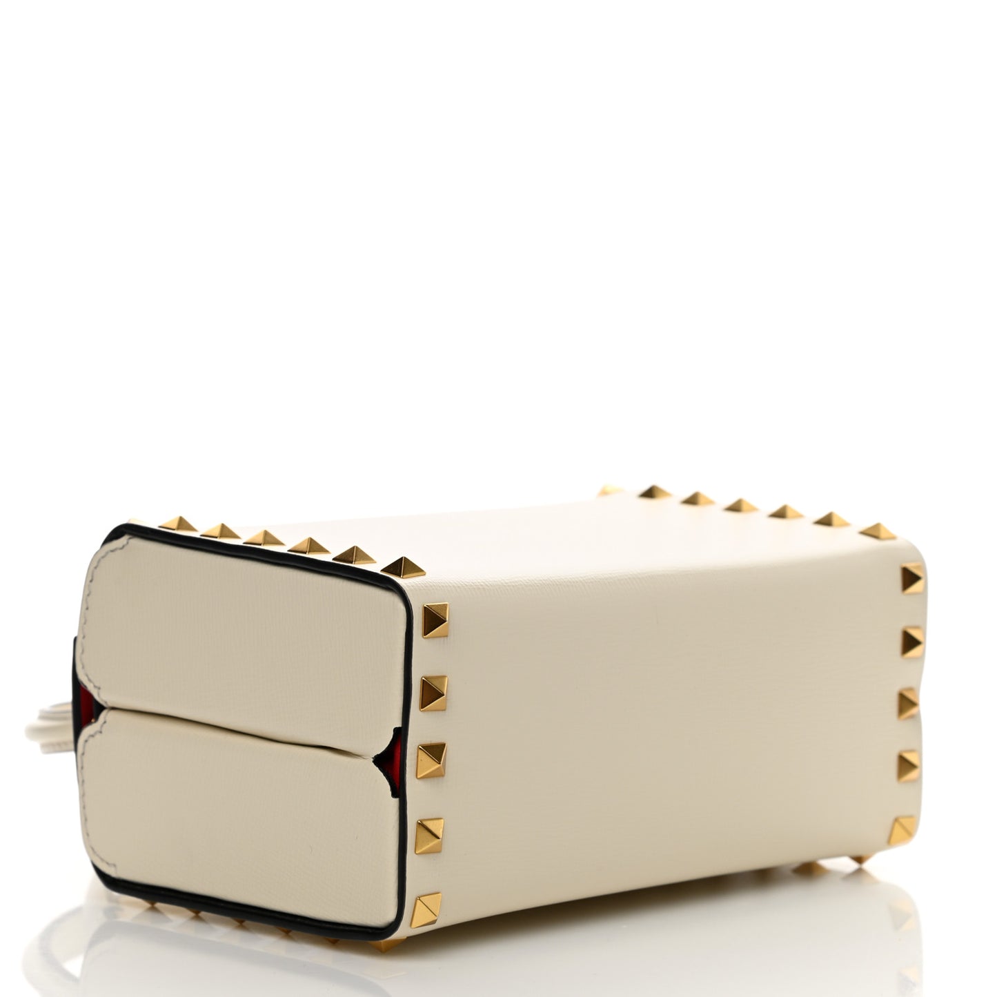 Grainy Calfskin Rockstud Alcove Box Top-Handle Bag Light Ivory