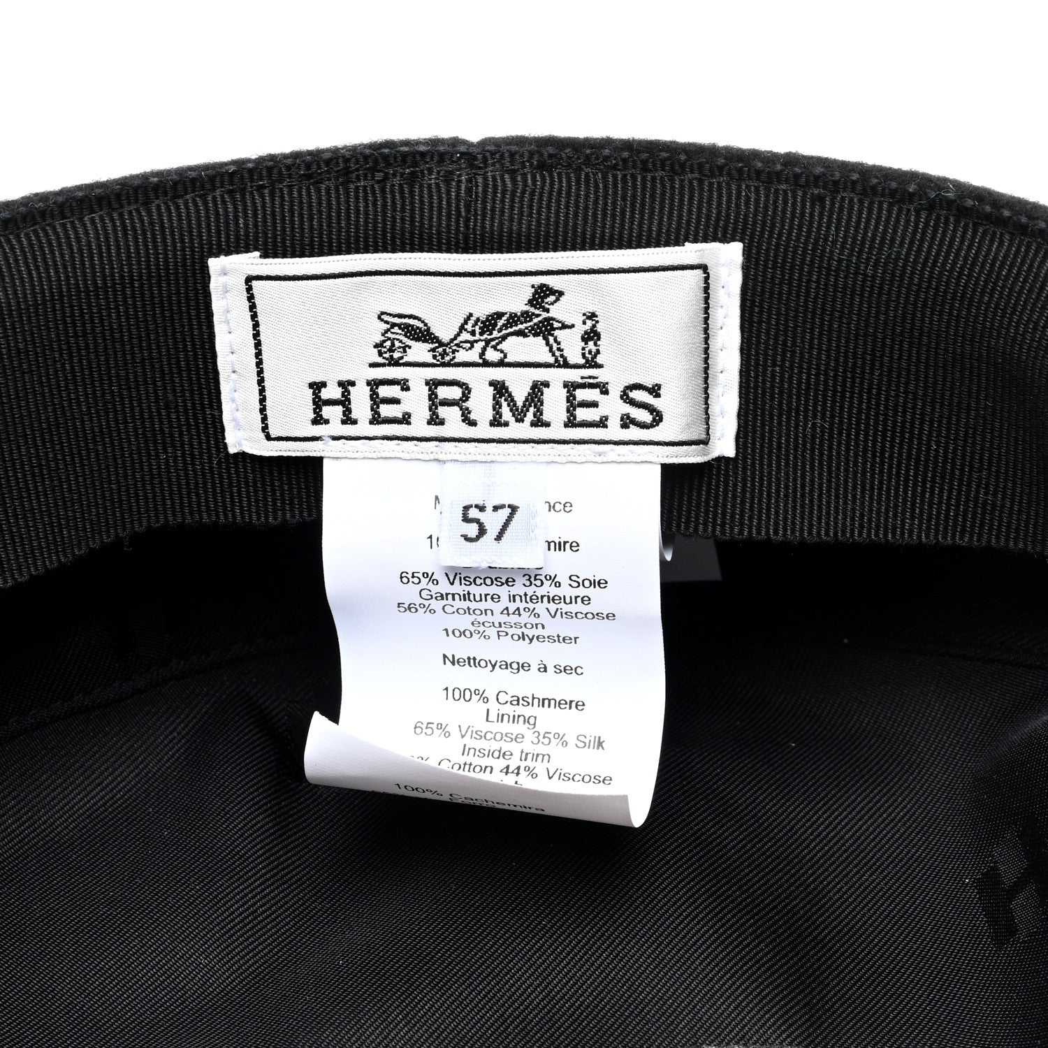 Hermes Cashmere Swift Womens Deauville Cap 57 Black 8 of 8