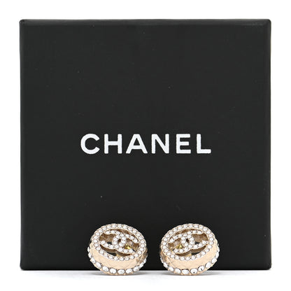 Chanel Crystal CC Round Earrings Gold 5 of 5