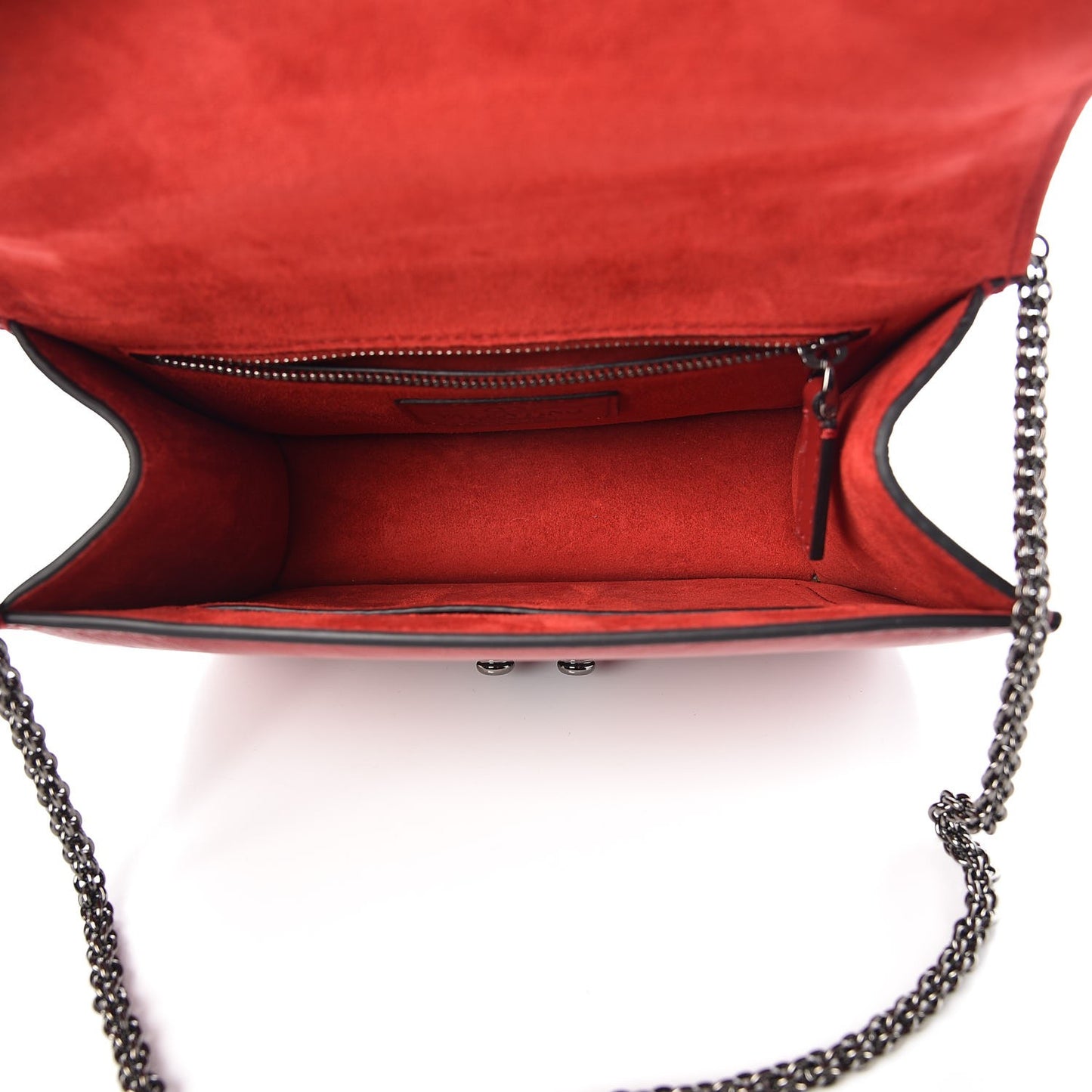 Craquele Calfskin Small Glam Lock Rockstud Flap Rubino